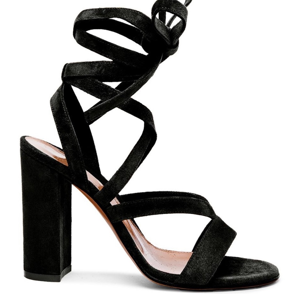 Gianvito Rossi Janis High Heel Suede Sandal in Black Size 36.5